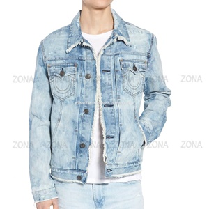 Chaqueta vaquera de algodón personalizable Vintage Trucker para hombre de alta calidad Simple Varsity moda azul bordado privado High Street - Product Image 6