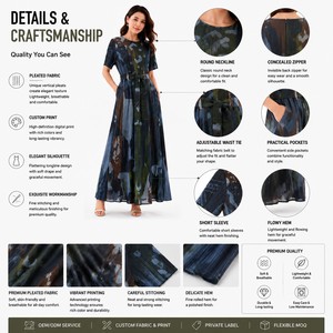 Robe plissée sur mesure, fabricant de vêtements pour femmes OEM, fournisseur de <span class=keywords><strong>robes</strong></span> à marque privée pour les marques de boutiques, production en petites séries - Product Image 2