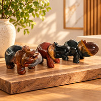 Sculpture d'éléphant en agate noire et rouge, figurine d'animal en pierre précieuse polie pour la décoration intérieure et les collectionneurs de cristaux