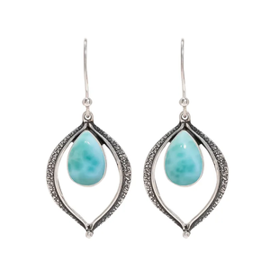 ต่างหูอัญมณีลาริมาร์ธรรมชาติ925ต่างหูแบบห้อยทำมือทำด้วยเงินสเตอร์ลิงของขวัญสำหรับผู้หญิงขายส่งราคาโรงงาน - Product Image 1