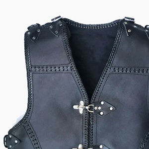 Chaleco de cuero para motocicleta a la moda, chaleco de cuero sin mangas personalizado para motociclistas, chaleco de cuero original para hombre. - Product Image 4