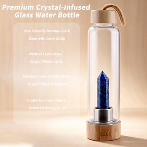 Premium Crystal Crafts Custom Logo Water Bottle Healing Energy Stainless Steel Bamboo Glass <strong>Elixir</strong> Bottle - Product Image 5