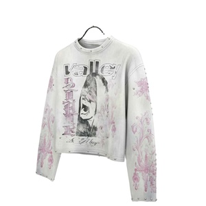 Sudadera recortada Valley para mujer Invierno Gráfico personalizado con mangas florales 100% Algodón Fleece Ecológico - Product Image 4