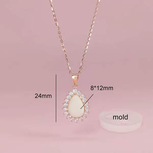 Magnifique collier pendentif en argent sterling avec opale éthiopienne, pour fiançailles, mariage, fête, rhodié, fait à la main, forme poire, serti clos, 9 à 12 mm - Product Image 3