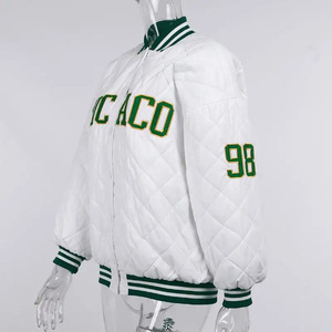 Lettre Broderie Coton Veste Mode À Manches Longues Bouton Outwear Automne Hiver Vintage Casual Femmes Baseball Vestes - Product Image 3