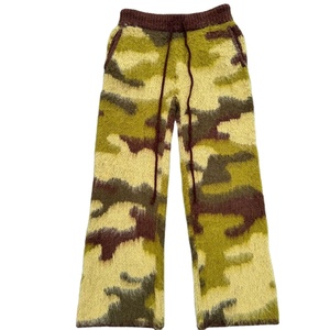 Floral Mohair Anti-rétrécissement bouton hommes floue tricot pantalon doux chaud pantalons de survêtement Streetwear décontracté hiver bas - Product Image 1
