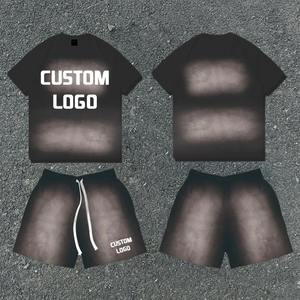 Pantalones cortos deportivos de algodón 100% para hombre, conjunto de sudaderas con capucha, 2 piezas, chándal para correr, ropa de calle DTG con estampado, transpirable, ecológico para otoño - Product Image 6