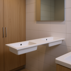 Lavabo double mat 150 cm sans trou pour robinet - Product Image 3