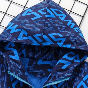 Sudadera con capucha transpirable de ganchillo de lana de algodón 100% al por mayor para hombre, capucha recortada de gran tamaño con impresión gráfica de logotipo personalizado - Product Image 5