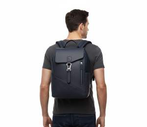 Sac à dos en cuir véritable de luxe avec nouvelle boucle pour homme, pour ordinateur portable et usage quotidien, sac d'école et de collège avec fermeture éclair latérale - Product Image 1