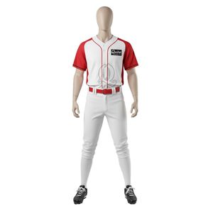 Ensemble d'uniformes de baseball rouges et blancs personnalisés Tissu en polyester respirant Vêtements d'équipe à manches raglan élégants - Product Image 2