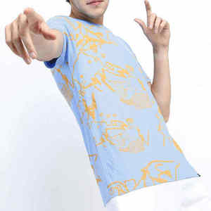 Latest Price <b>Printed</b> 100% Cotton Short Sleeves Men Shirt Breathable Casual Wear Men T Shirt - Product Image 2