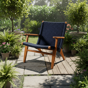 Sillas de Jardín con Estructura de Madera de Teca y Cuerda Resistente, Apariencia Estética y Elegante - Product Image 4