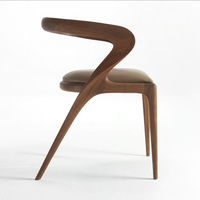 Chaise de Salle à Manger Luxe Moderne Elefante en Bois et Cuir, Siège en Cuir Résistant pour Villa, Chaises en Bois Massif pour Maison