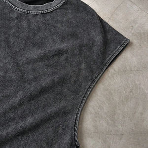 Venta al por mayor personalizado High Street Washed camiseta sin mangas Hip Hop Casual chaleco Streetwear camiseta sin mangas para los hombres - Product Image 5