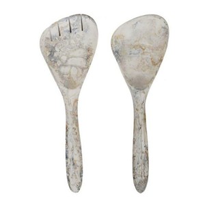 Ensemble de 2 serveurs à salade en résine, ensemble de serveurs à salade en bois naturel avec 2 spatules, ustensiles durables faits à la main - Product Image 1
