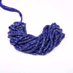 Perles de pneu Heishi à facettes en Lapis Lazuli naturel, brins de 6-7mm, forme de roue plate, perles de pierres précieuses Lapis Lazuli pour la fabrication de bijoux 16 pouces - Product Image 4