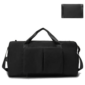 Bolsas de viaje de lona con logotipo personalizado de talla M con compartimento para zapatos, bolsa de fin de semana, bolsa de gimnasio de lona deportiva para entrenamiento para hombre - Product Image 2