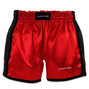 Pantalones cortos de boxeo Mma Kick Fight elásticos lisos al por mayor de fábrica de alta calidad Muay con logotipo bordado - Product Image 1