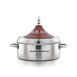 Calentador de comida de acero inoxidable brillante pulido hecho a mano diseñador cazuela utensilios de cocina calentador de comida de metal de lujo - Product Image 5