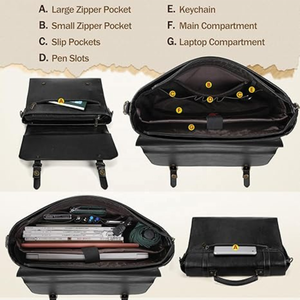 Sac messager pour ordinateur portable en cuir marron vintage Hunter unisexe - Product Image 5