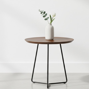 Mesa Auxiliar Drey de Nogal |   Mesa Auxiliar Moderna de Madera Maciza |   Uso en Sala de Estar, Dormitorio, Oficina en Casa y Hotel |   Diseño Duradero - Product Image 3