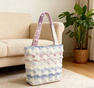Bolso de Hombro de Ganchillo Hecho a Mano, Color Sólido, Decoración Bordada, Forro de Poliéster, Cierre de Cremallera, Dos Correas, Moda, Compras - Product Image 4