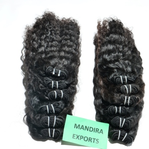 Vente en gros pas cher extensions de cheveux bouclés indiens crus cuticule alignée sans enchevêtrement vierge machine double trame lâche vague profonde pour - Product Image 5