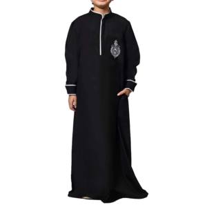 Robe longue ample à col montant pour hommes, style Thobe Abaya, de haute qualité, inspirée de l'islam arabe du Moyen-Orient, pour enfants et adultes, tenue modeste et tendance. - Product Image 5