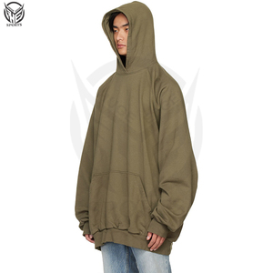 Logo personnalisé de haute qualité 100% coton épais à épaules tombantes sweat à capuche surdimensionné hommes ourlet brut sweats à capuche sans poche pour OEM - Product Image 2