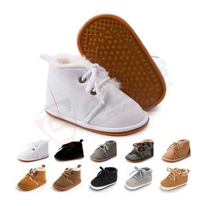 Newborn-Girl Boy-shoes Fleeced-Winter Warmed-Anti-slip Leather Baby-Shoes With Lace-Up - Product Image 6