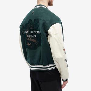 Vestes universitaires personnalisées pour hommes broderie chenille baseball style letterman tissu en laine manches longues service OEM bouton klaxon uni - Product Image 4