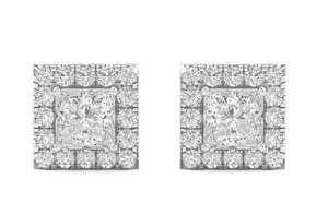 Moissanite Princess Halo Diamond <b>Stud</b> <b>Earrings</b> Moissanite <b>sterling</b> <b>silver</b> Princess Cut Diamond <b>Earrings</b> & Other Diamond jewelry - Product Image 3