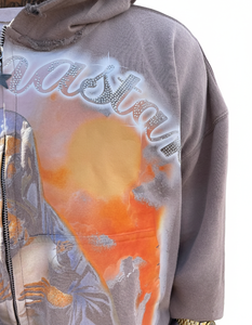 Nueva llegada al mejor precio, sudadera con capucha personalizada con cremallera, logotipo impreso en DTG con diamantes de imitación para hombre, cómoda y adecuada para invierno y otoño - Product Image 4