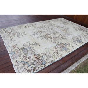 พรมวินเทจขนาด 6.6x9.9 ฟุต พรมตุรกีขนาดใหญ่ พรมขนสัตว์สีขาวลายปะติด - Product Image 2