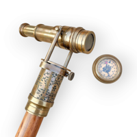 Bâton de marche de style vintage avec télescope caché et boussole séparée pour les activités de plein air