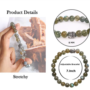 Perles de Bouddha en Labradorite Polie de Haute Qualité, Pierres Rondes, Bijoux de Mode en Pierres Précieuses pour Hommes et Femmes, Cadeau Énergétique - Product Image 3
