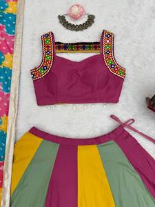 LANCEMENT DU NOUVEAU FESTIVE WEAR LEHENGA CHOLI AVEC TISSU DUPATTA RAYON LOURDE AVEC FIL GAMTHI TRAVAIL AVEC VRAI MIROIR - Product Image 6