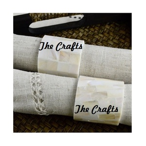 Deluxe Quality Napkin <b>Ring</b> Brass And <b>Mother</b> Of Pearl Napkin <b>Ring</b> Set Of Six Pink Color Napkin <b>Ring</b> For Sale - Product Image 2