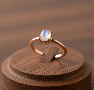 High Quality Alloy Fashion <b>Ring</b> Bezel Setting Moonstone Crystal Rose Gold Band Trendy Wedding Parties Gift Unisex - Product Image 5