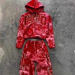 Conjunto Deportivo Personalizado con Estampado DTG Completo, Sudadera con Capucha y Pantalones Deportivos Holgados de Camuflaje, 100% Algodón, para Hombre - Product Image 5