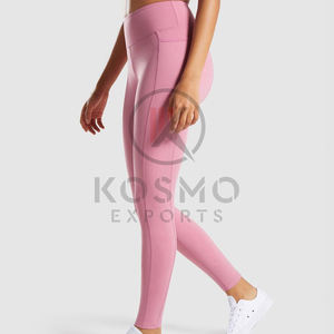 Mallas de realce de cintura alta sin costuras para mujer, mallas de entrenamiento de poliéster y licra, colores rosas personalizados - Product Image 4