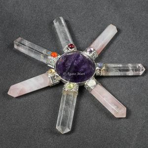 Auténtico generador de energía de siete cristales de Chakra ágata Natural Multi-piedra preciosa tallada Feng Shui amor grabado decoración del hogar - Product Image 1