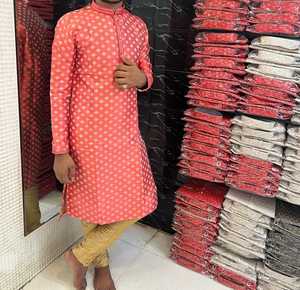 Vêtements ethniques spéciaux Eid, vêtements traditionnels indiens, broderie jacquard, travail, Punjabi Kurta, pyjama pour hommes, mariage Sherwani - Product Image 5