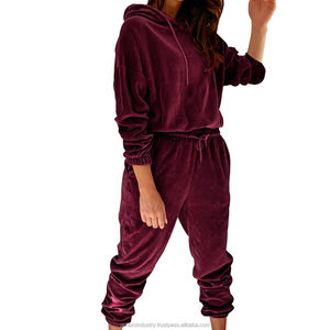 Ensemble de survêtement 2 pièces pour femme, écologique, hiver, taille élastique, coupe régulière, sweat-shirt et pantalon, streetwear, vêtements de sport - Product Image 2