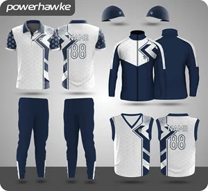 Nueva colección 2024 Simple y hermoso diseño de impresión Cricket uniforme media manga cuello camiseta Jersey con pantalones