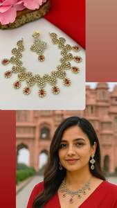 American Diamond Premium Collar Set Indo Western Wear Collar con pendientes Envío gratis Joyería de oficina de alta calidad - Product Image 2