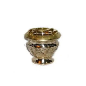 Gran oferta, quemador de incienso de latón chapado en oro antiguo, soporte de madera para quemar carbón perfumado con rosas, uso aromático - Product Image 4