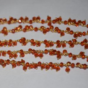 Beautiful Red Quartz Glass Beads Cluster <b>Rosary</b> Chain Beaded Chain for Jewelry Bracelet Necklace Making - Product Image 5
