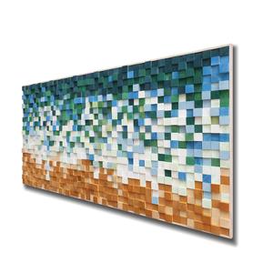 Handmade Modern Style 3D Mosaic Wood Panel Wall <b>Art</b> Best Quality Abstract Pattern Wood Craft with Black <b>Frame</b> Good Color Design - Product Image 3